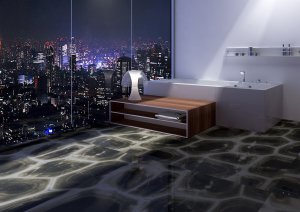龟纹绿~夜景浴室